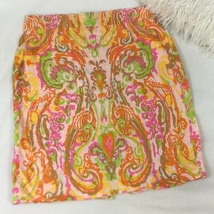 J Crew bright linen pencil skirt